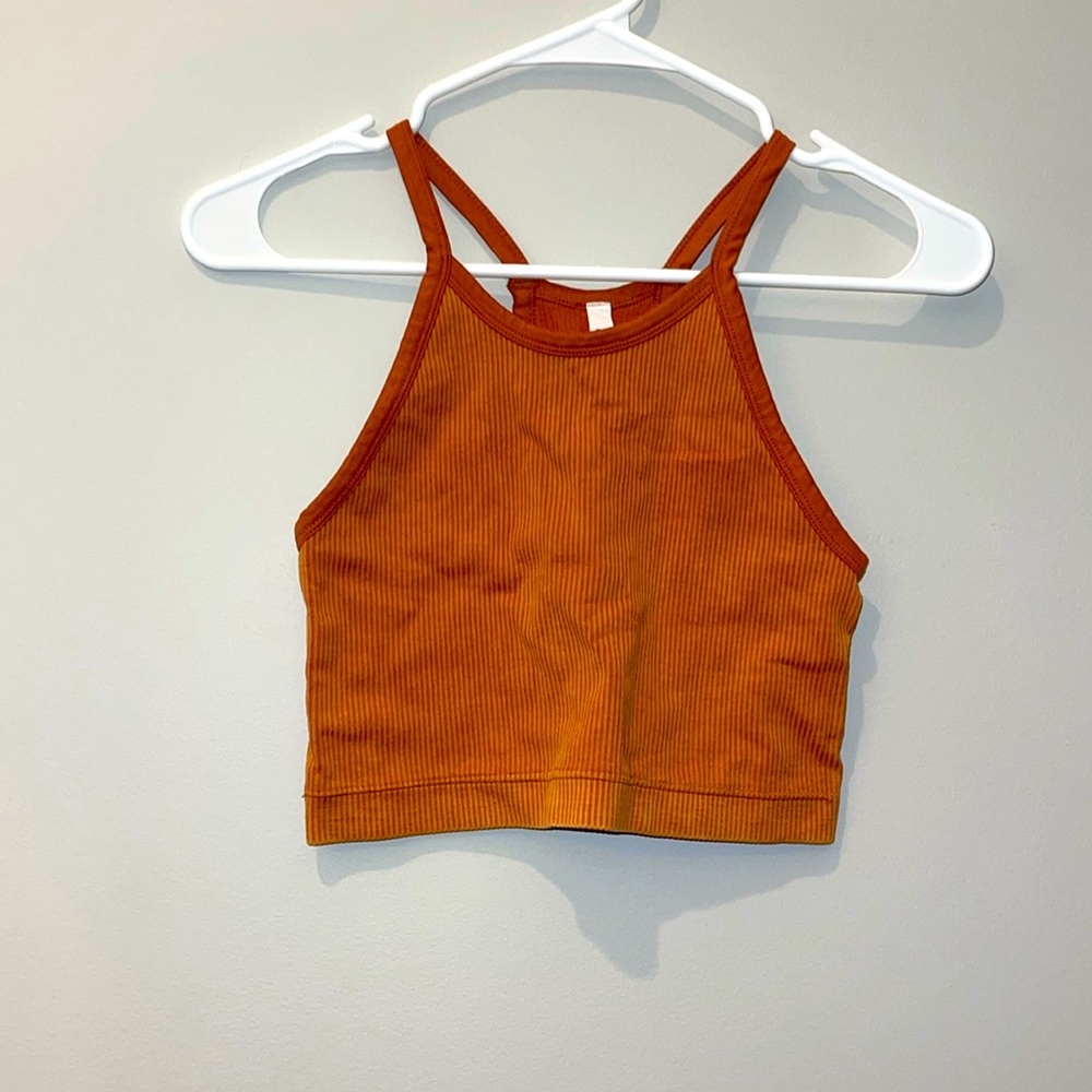 SO Orange Ribbed Cropped Top Small